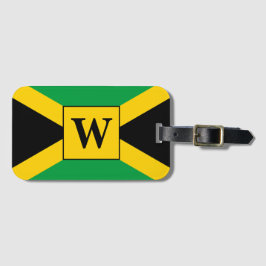 Jamaicaanse Vlag Patroon Monogram Bagagelabel