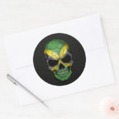 Jamaicaanse Vlag Schedel op Staal Mesh Graphic Ronde Sticker (Envelop)