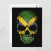 Jamaicaanse vlag schedel op zwart briefkaart (Voorkant / Achterkant)