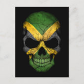 Jamaicaanse vlag schedel op zwart briefkaart (Voorkant)
