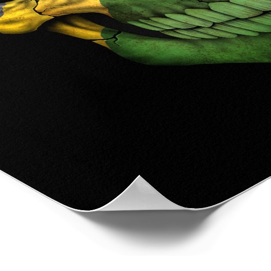 Jamaicaanse vlag schedel op zwart poster (Hoek)