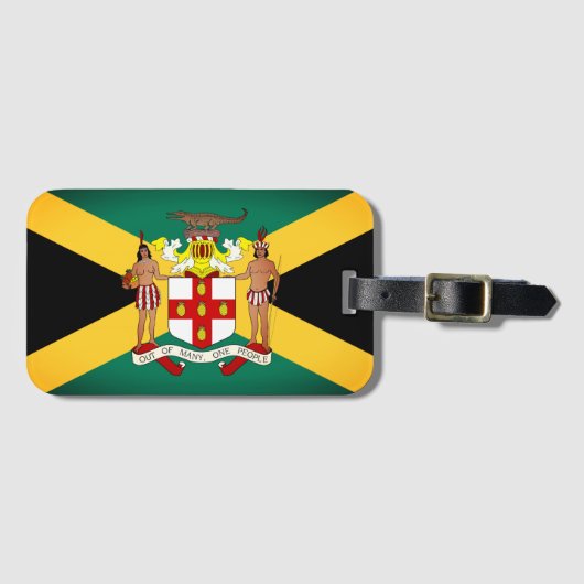 Jamaicaanse vlag/wapenschild bagagelabel (Voorkant (horizontaal))