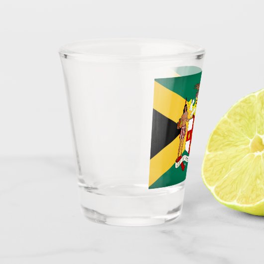 Jamaicaanse vlag/wapenschild shot glas (Links)