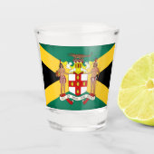 Jamaicaanse vlag/wapenschild shot glas (Voorkant)