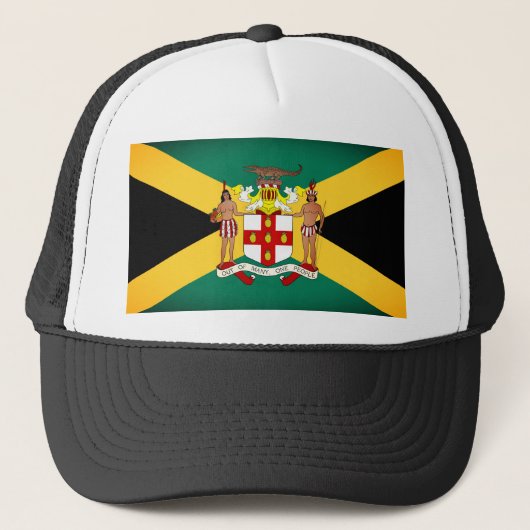 Jamaicaanse vlag/wapenschild trucker pet (Voorkant)
