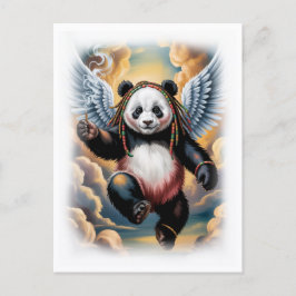 Jamaican Angel Panda in de lucht op een Witte Feestdagenkaart