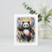Jamaican Angel Panda in the sky on a White Feestdagenkaart (Staand voorkant)