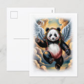 Jamaican Angel Panda in the sky on a White Feestdagenkaart (Voorkant / Achterkant)