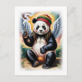 Jamaican Angel Panda neemt een pauze op een Witte Feestdagenkaart