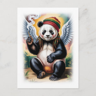 Jamaican Angel Panda neemt een pauze op een Witte Feestdagenkaart