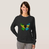 Jamaican Bahamian Flag Butterfly T-shirt (Voorkant volledig)