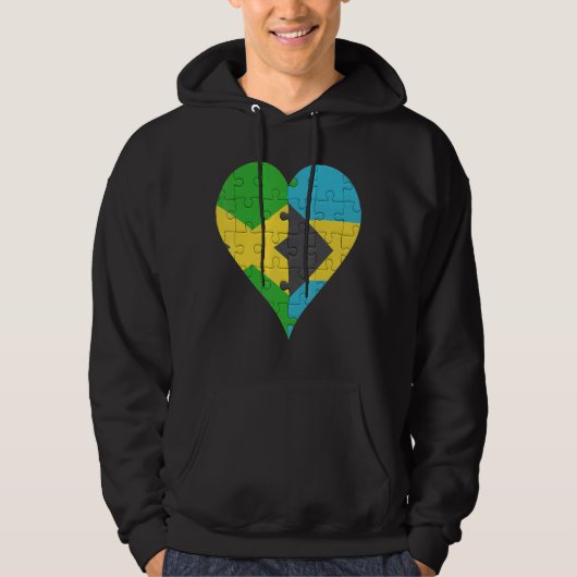 Jamaican Bahamian Flag Heart Hoodie (Voorkant)