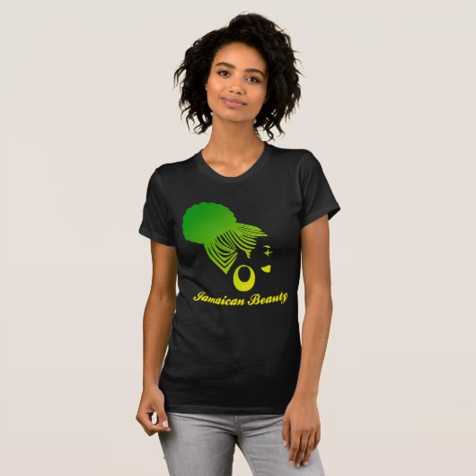 Jamaican Beauty Black Tshirt Green en Yellow (Voorkant volledig)