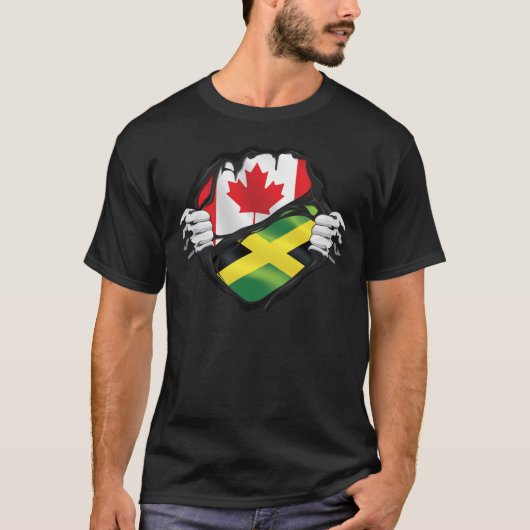 Jamaican Canadian Hands Ripped Roots Flag T-shirt (Voorkant)