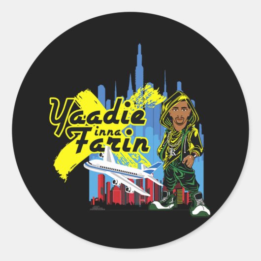 JAMAICAN CARIBBEAN YAADIE MANNEN VROUWEN KINDER GI RONDE STICKER (Voorkant)