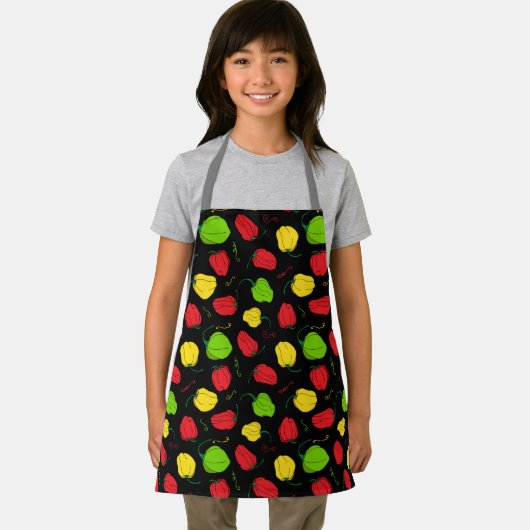 Jamaican Chef Scotch Bonnet Chili Peppers Pattern Schort (Insitu)