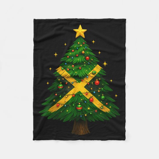 Jamaican Christmas Tree Design, Festive Holiday Gr Fleece Deken (Voorkant)