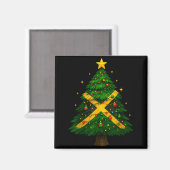 Jamaican Christmas Tree Design, Festive Holiday Gr Magneet (Voorkant / Achterkant)