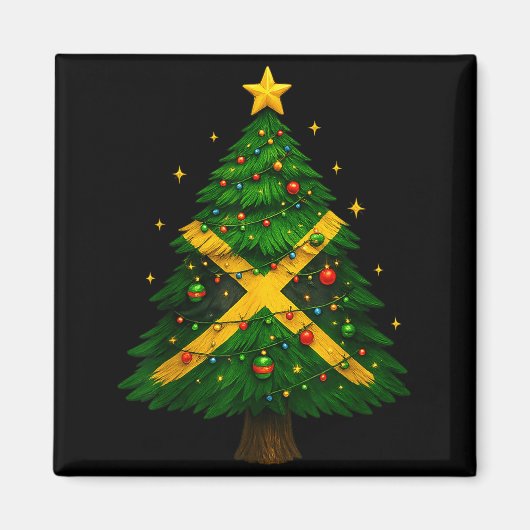 Jamaican Christmas Tree Design, Festive Holiday Gr Magneet (Voorkant)