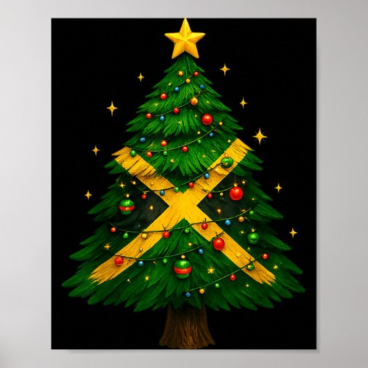 Jamaican Christmas Tree Design, Festive Holiday Gr Poster (Voorkant)