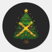 Jamaican Christmas Tree Design, Festive Holiday Gr Ronde Sticker (Voorkant)