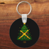 Jamaican Christmas Tree Design, Festive Holiday Gr Sleutelhanger (Voorkant)