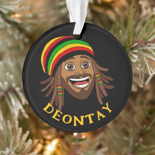 Jamaican Cute Rasta Man Personalized Ornament (Boom)