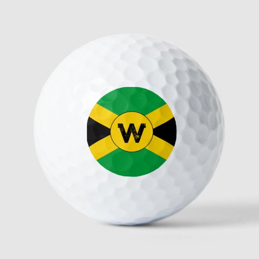Jamaican Flag Add Your Initial Monogram Golfballen (Voorkant)