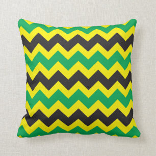 Jamaican Flag and White Chevron Zig Zag Pillow Kussen