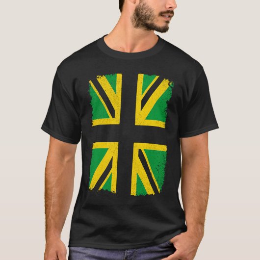 Jamaican flag colours on British Union Jack  Jamai T-shirt (Voorkant)