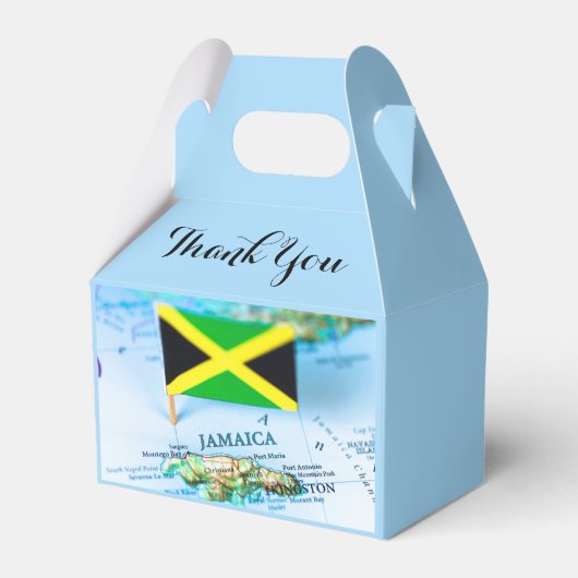 Jamaican Flag Island Jamaica Kaart Blauw Dank u Bedankdoosjes (Voorkant Zijde)