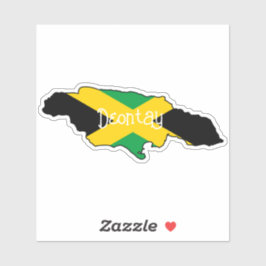 Jamaican Flag Island Shape Custom Name Sticker