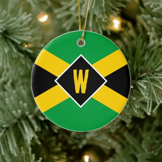 Jamaican Flag Monogram Christmas Keramisch Ornament (Boom)