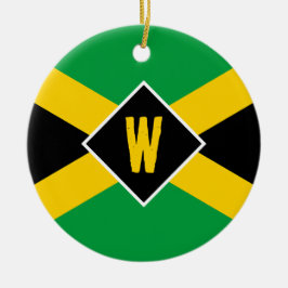 Jamaican Flag Monogram Christmas Keramisch Ornament