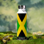 Jamaican Flag Personalised Waterfles<br><div class="desc">Distressed effect Jamaican flag water bottle. Across the bottom of the bottle is customisable text where you can add your own name or slogan</div>