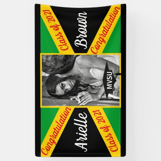 Jamaican Flag Photo Afstuderen Spandoek (Verticaal)