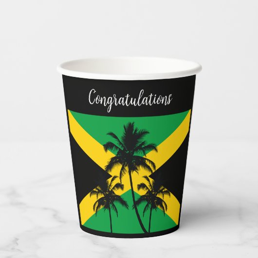 Jamaican Flag Wedding Congratulations Papieren Bekers (Achterkant)