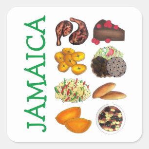Jamaican Foods Caribbean Island Cooking Cuisine Vierkante Sticker
