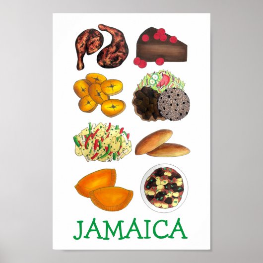 Jamaican Foods Caribbean Island Cuisine Print (Voorkant)
