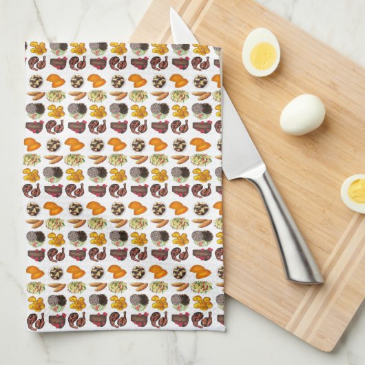 Jamaican Foods Caribbean Island Cuisine Print Theedoek (Quarter Fold)