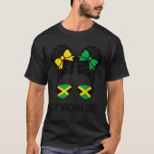 Jamaican Girl Messy Hair Jamaica Pride Patriotic W T-shirt (Voorkant)