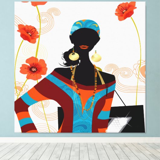 Jamaican Girl Wrapped Canvas (Insitu (Houten vloer))
