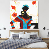 Jamaican Girl Wrapped Canvas Afdruk (Insitu (Slaapkamer))