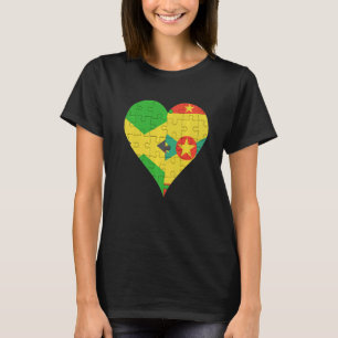 Jamaican Grenadan Flag Heart T-shirt