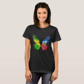 Jamaican Haitian Flag Butterfly T-shirt (Voorkant volledig)