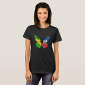 Jamaican Haitian Flag Butterfly T-shirt (Voorkant volledig)
