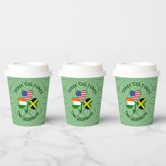 Jamaican Irish American Shamrock Personalized Text Papieren Bekers (Multi)
