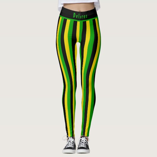 Jamaican Island Vibes Striped Leggings (Voorkant)