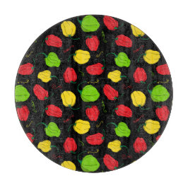 Jamaican Kitchen Chili Pepper Patterned Black Snijplank