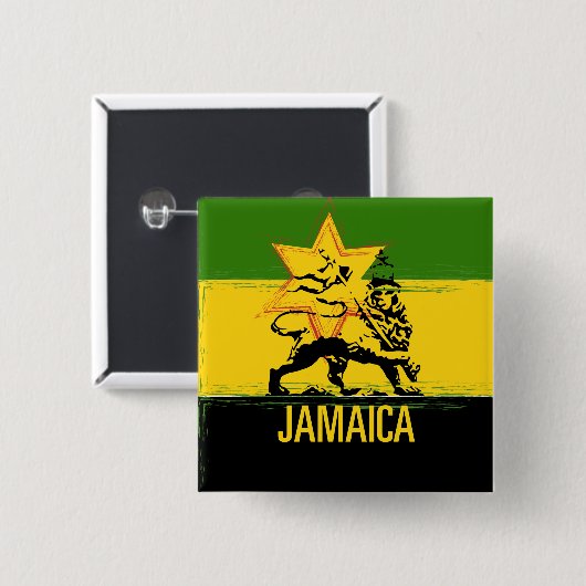 Jamaican Lion of Judah Button (Voorkant /achterkant)